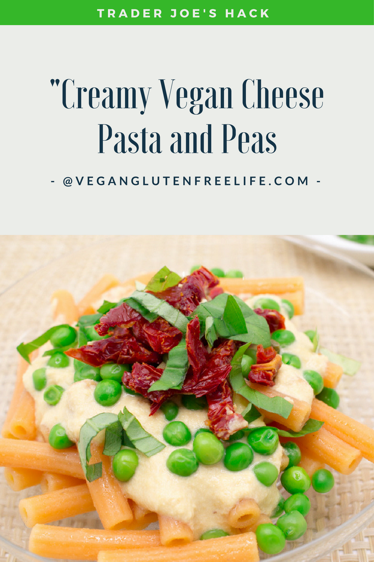 Creamy Vegan Cheese Pasta and Peas is a one dish meal you won't want to miss. 30 minutes is all it takes. Easy, creamy, and gluten free.