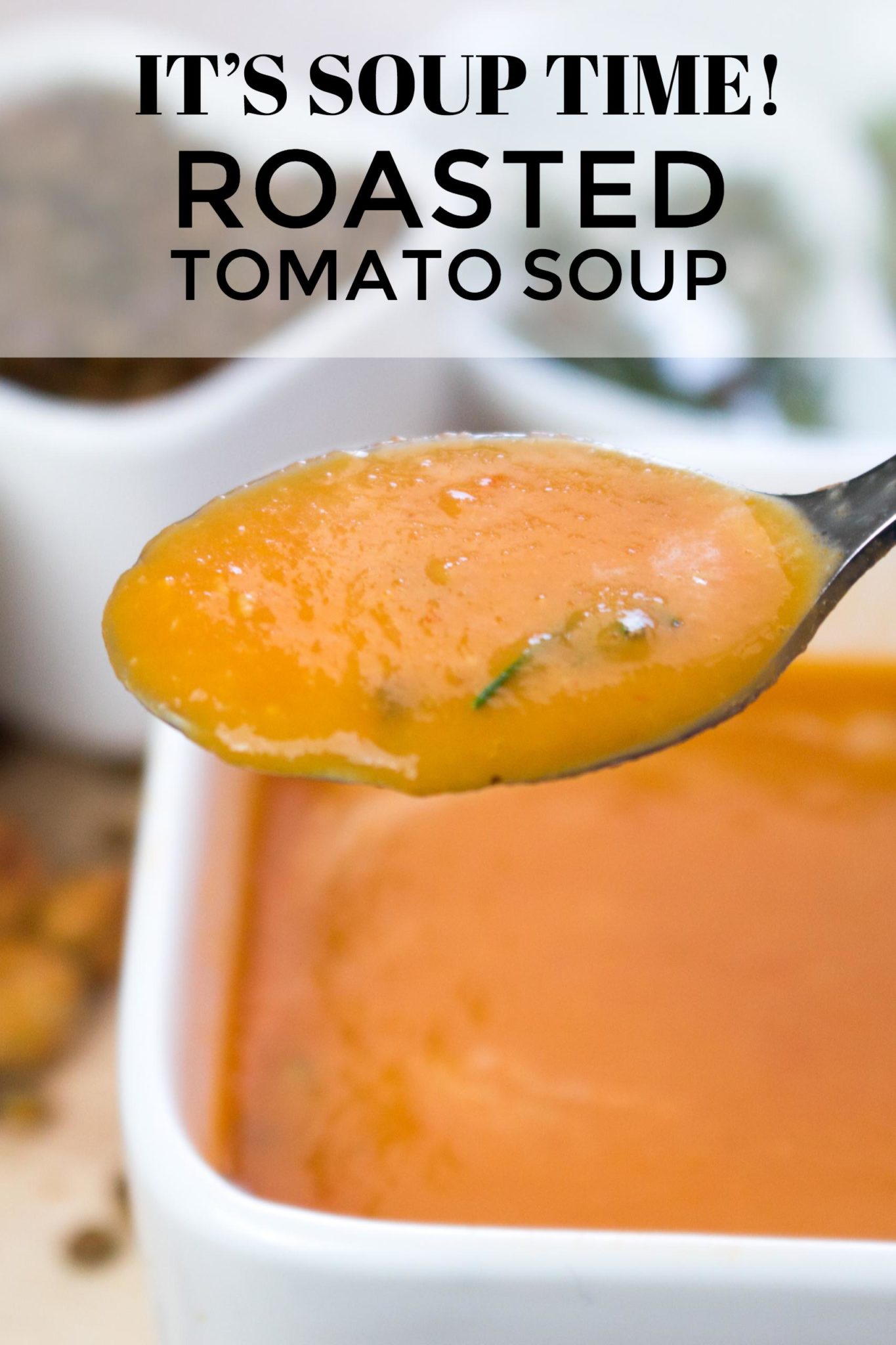 Smooth roasted tomato soup is savory, so easy and delicious. Your family will ask for this soup over and over again. Great for Thanksgiving or anytime.www.veganglutenfreelife.com/roasted-tomato-soup/